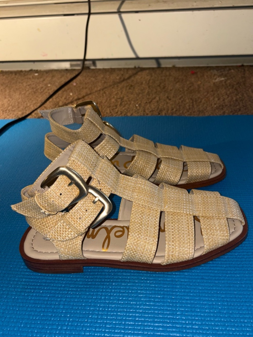 Sam Edelman Raffia Gladiator Sandals Tan Woven Women’s 7.5